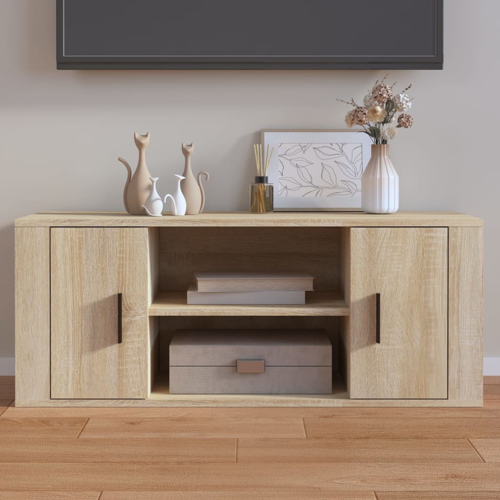 Meuble TV chêne Sonoma 100x35x40 cm matériau bois