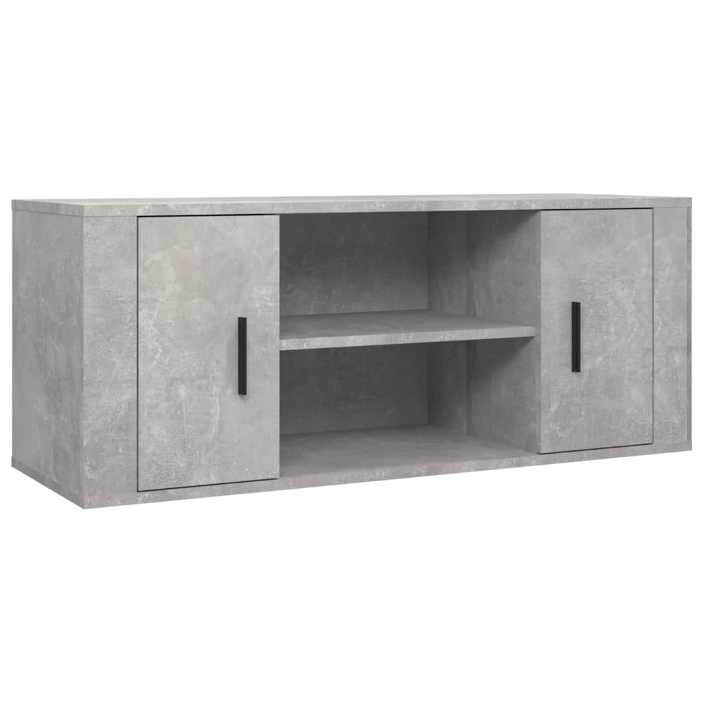 Meuble TV gris béton 100x35x40 cm en bois