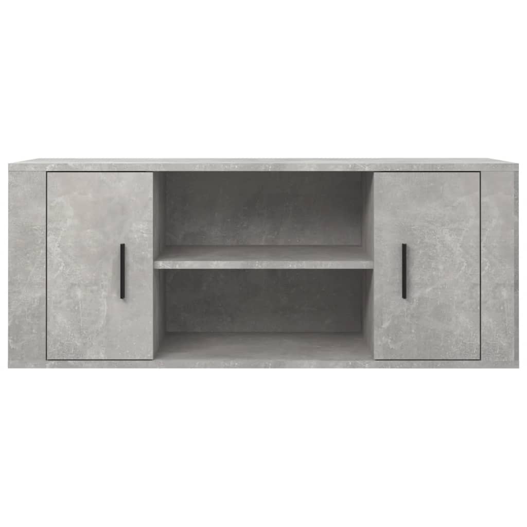 Meuble TV gris béton 100x35x40 cm en bois