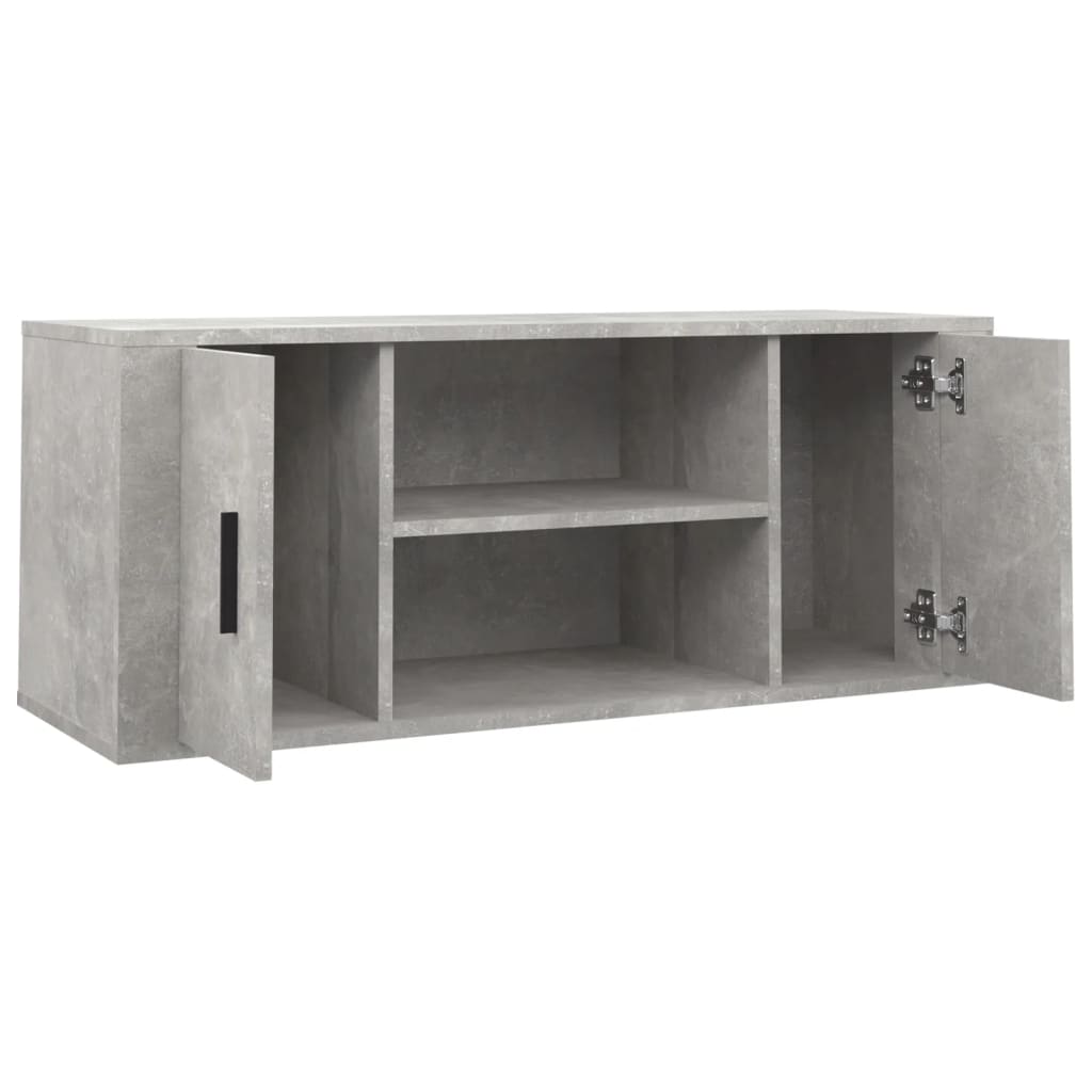 Meuble TV gris béton 100x35x40 cm en bois