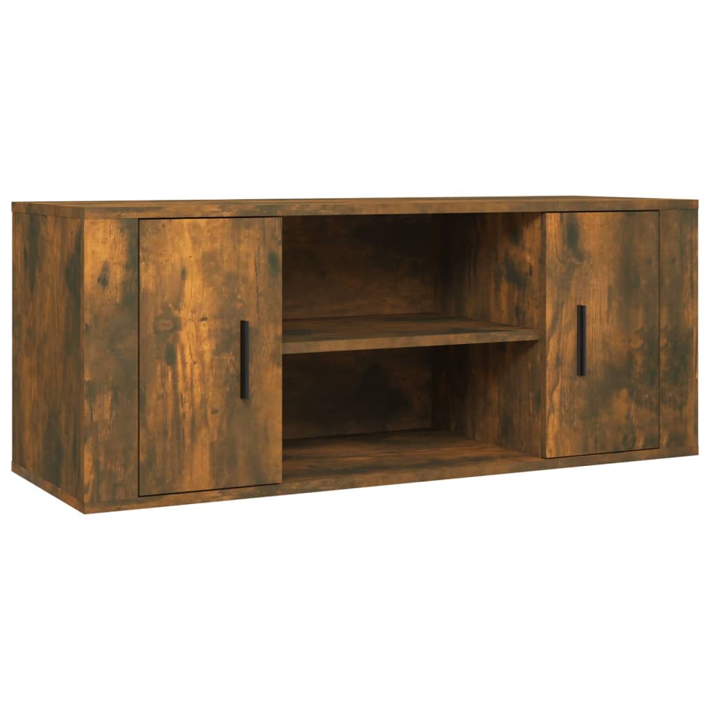 Meuble TV chêne fumé 100x35x40 cm matériau bois