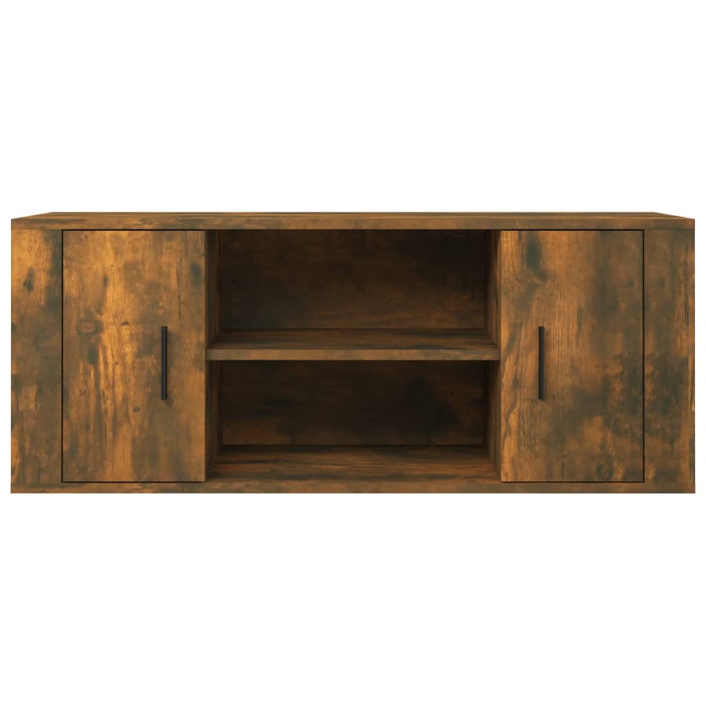 Meuble TV chêne fumé 100x35x40 cm matériau bois