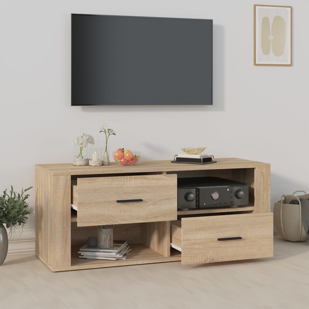 Meuble TV chêne Sonoma 100x35x40 cm matériau bois