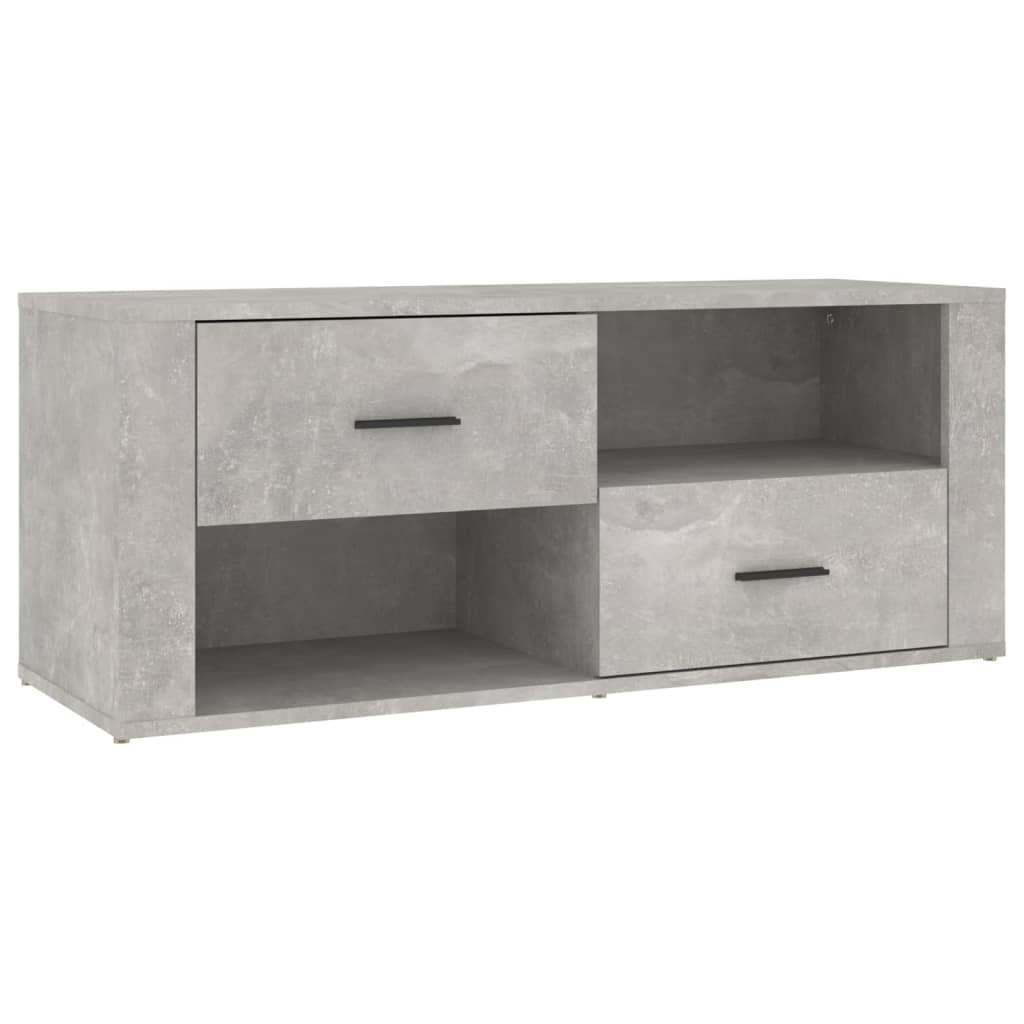 Meuble TV gris béton 100x35x40 cm en bois