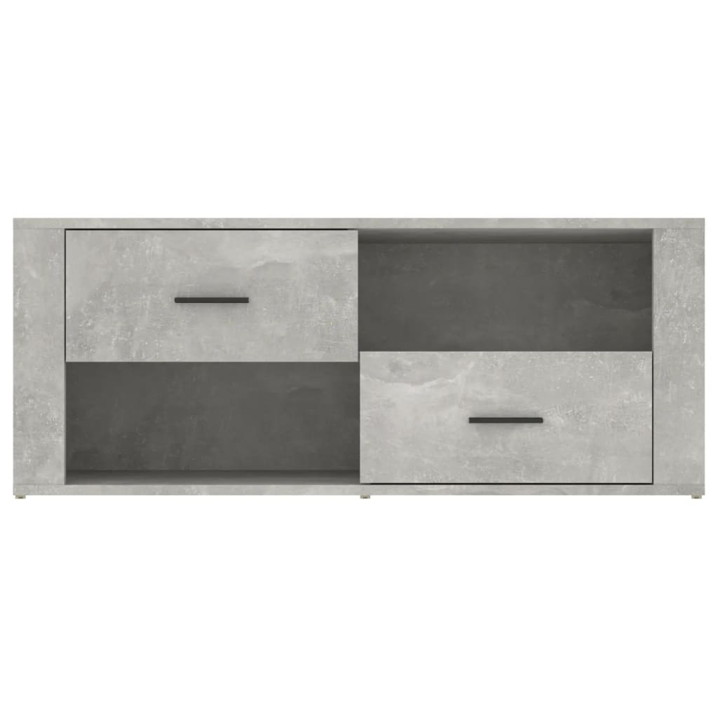 Meuble TV gris béton 100x35x40 cm en bois