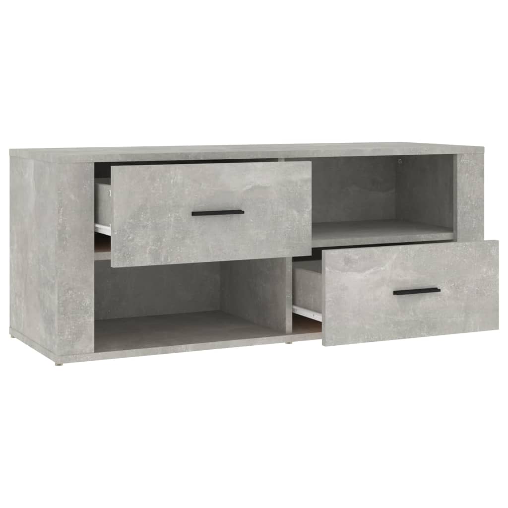 Meuble TV gris béton 100x35x40 cm en bois