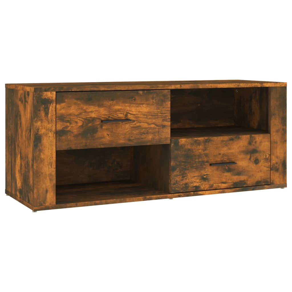 Meuble TV chêne fumé 100x35x40 cm matériau bois