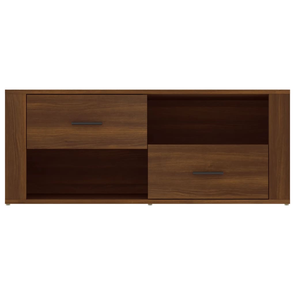 Meuble TV aspect chêne marron 100x35x40 cm matériau bois