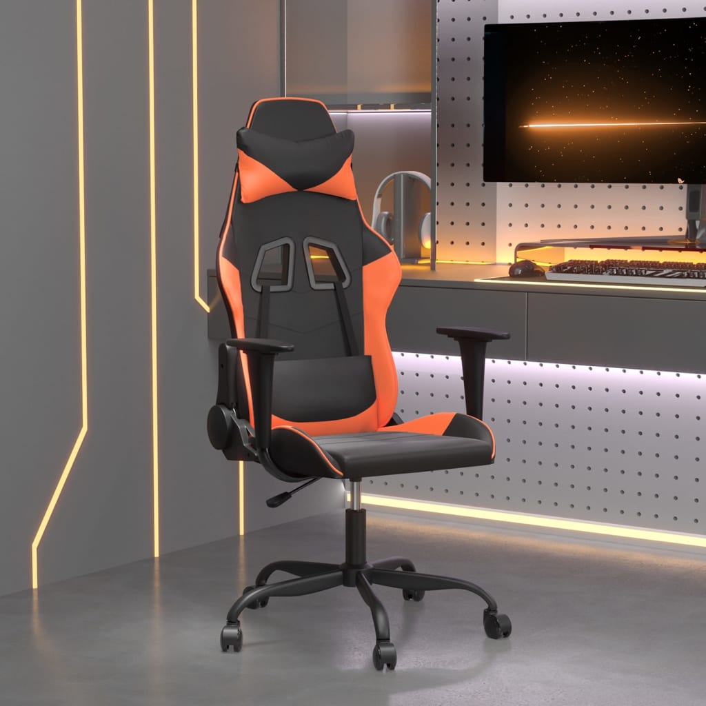 Gaming-Stuhl Schwarz und Orange Kunstleder