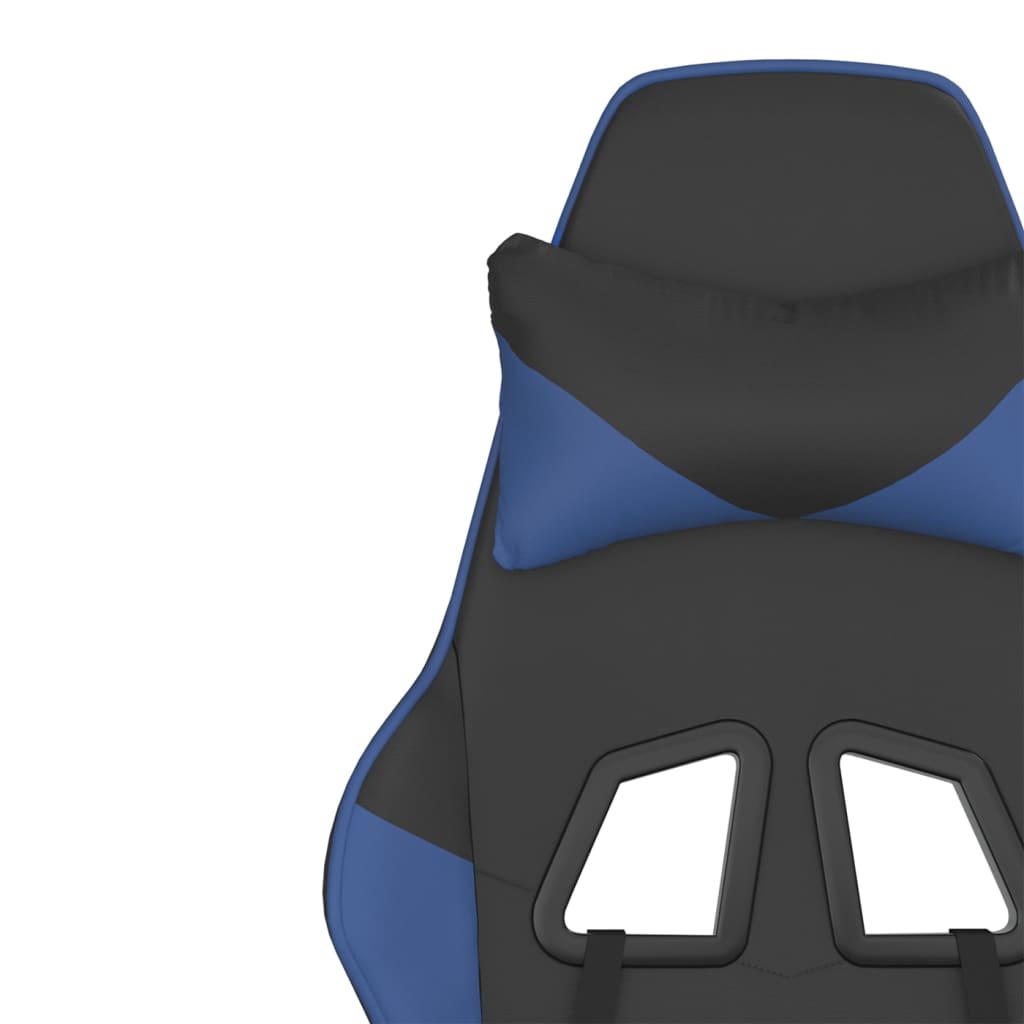 Gaming-Stuhl mit Fußstütze Schwarz und Blau Kunstleder