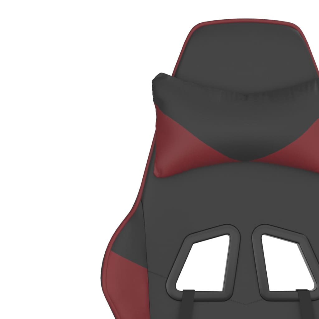 Gaming-Stuhl mit Fußstütze Schwarz und Weinrot Kunstleder