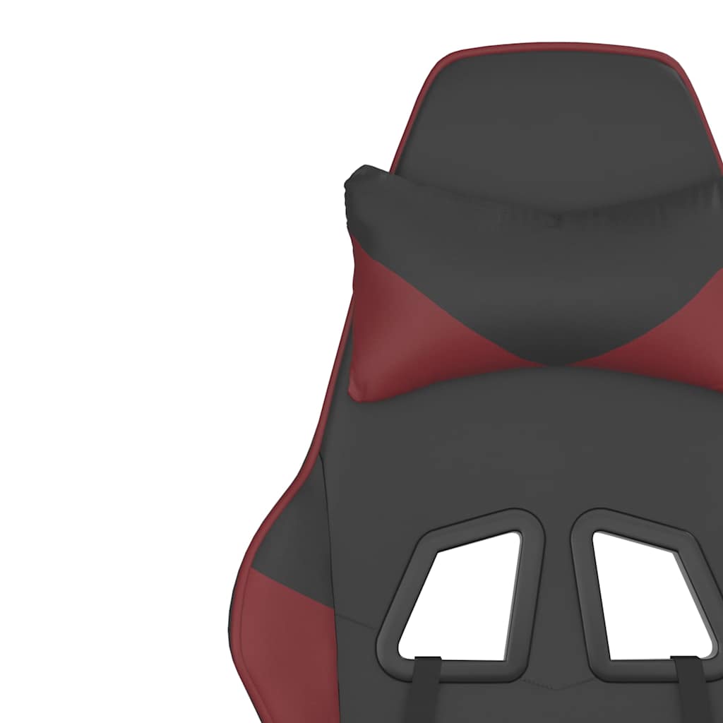 Gaming-Stuhl mit Fußstütze Schwarz und Weinrot Kunstleder