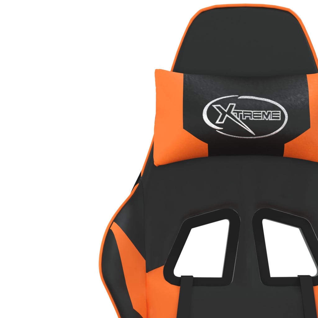 Gaming-Stuhl mit Fußstütze Schwarz und Orange Kunstleder
