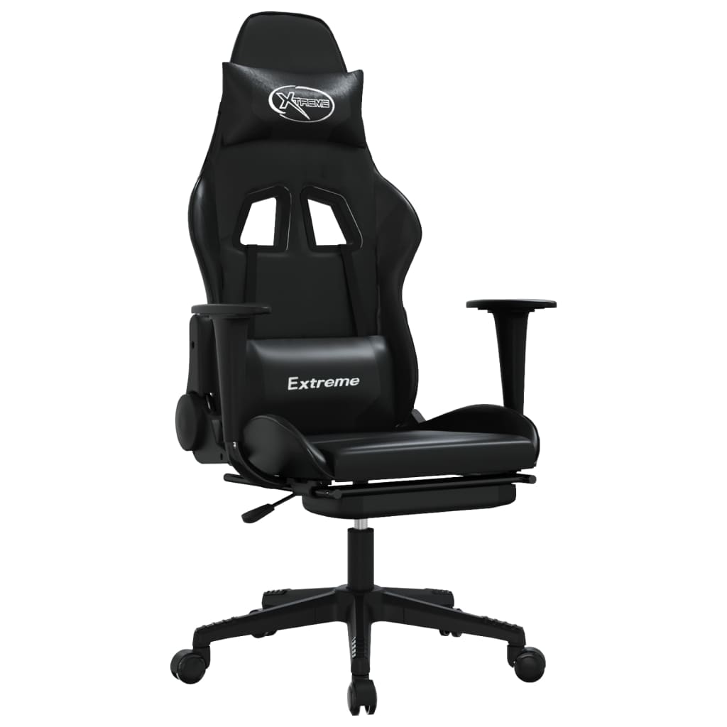 Gaming-Stuhl mit Fußstütze Schwarz Kunstleder
