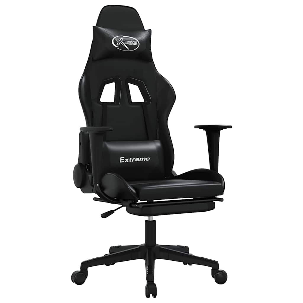 Gaming-Stuhl mit Fußstütze Schwarz Kunstleder