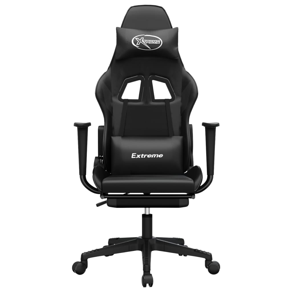 Gaming-Stuhl mit Fußstütze Schwarz Kunstleder