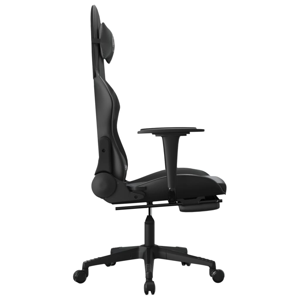 Gaming-Stuhl mit Fußstütze Schwarz Kunstleder