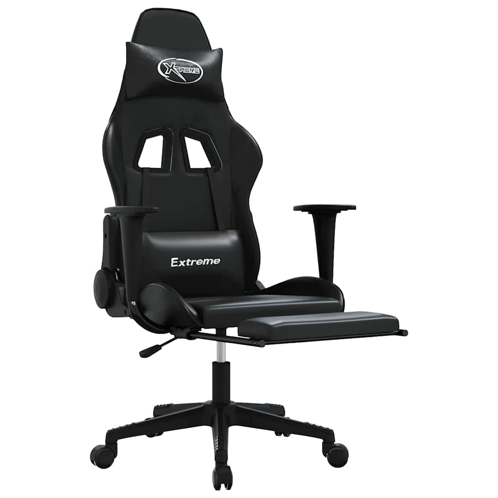 Gaming-Stuhl mit Fußstütze Schwarz Kunstleder