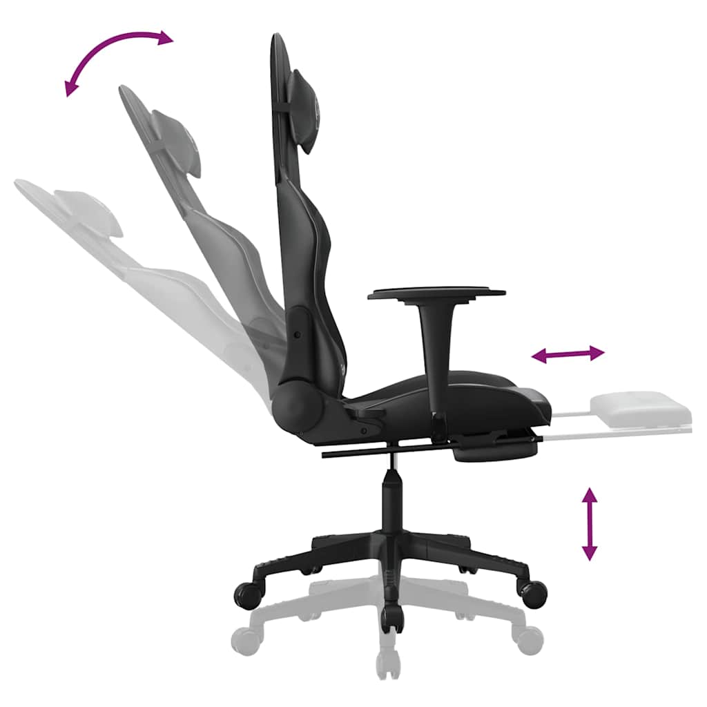 Gaming-Stuhl mit Fußstütze Schwarz Kunstleder
