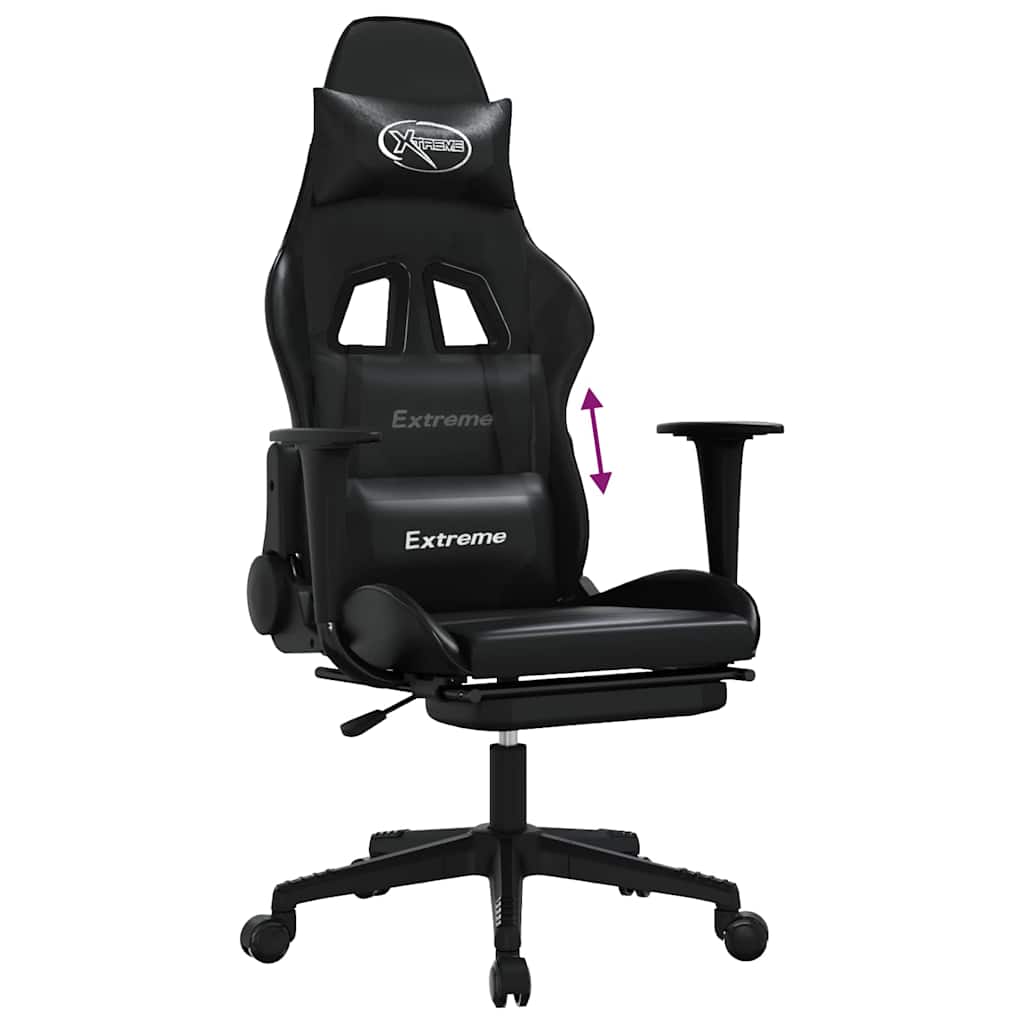 Gaming-Stuhl mit Fußstütze Schwarz Kunstleder
