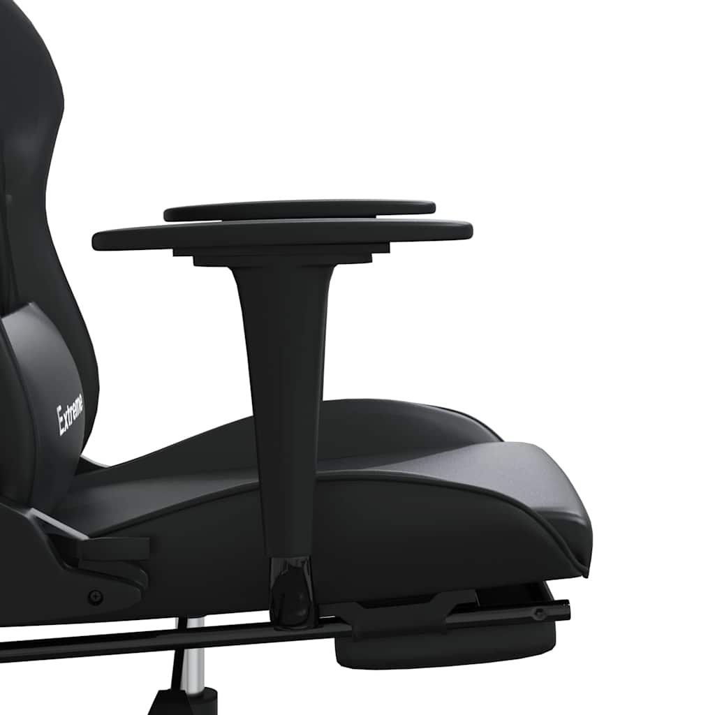 Gaming-Stuhl mit Fußstütze Schwarz Kunstleder