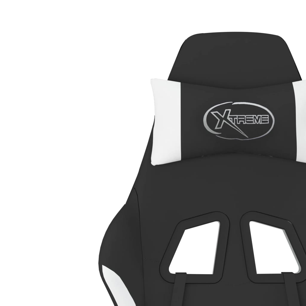 Gaming-Stuhl mit Fußstütze Schwarz und Weiß Stoff