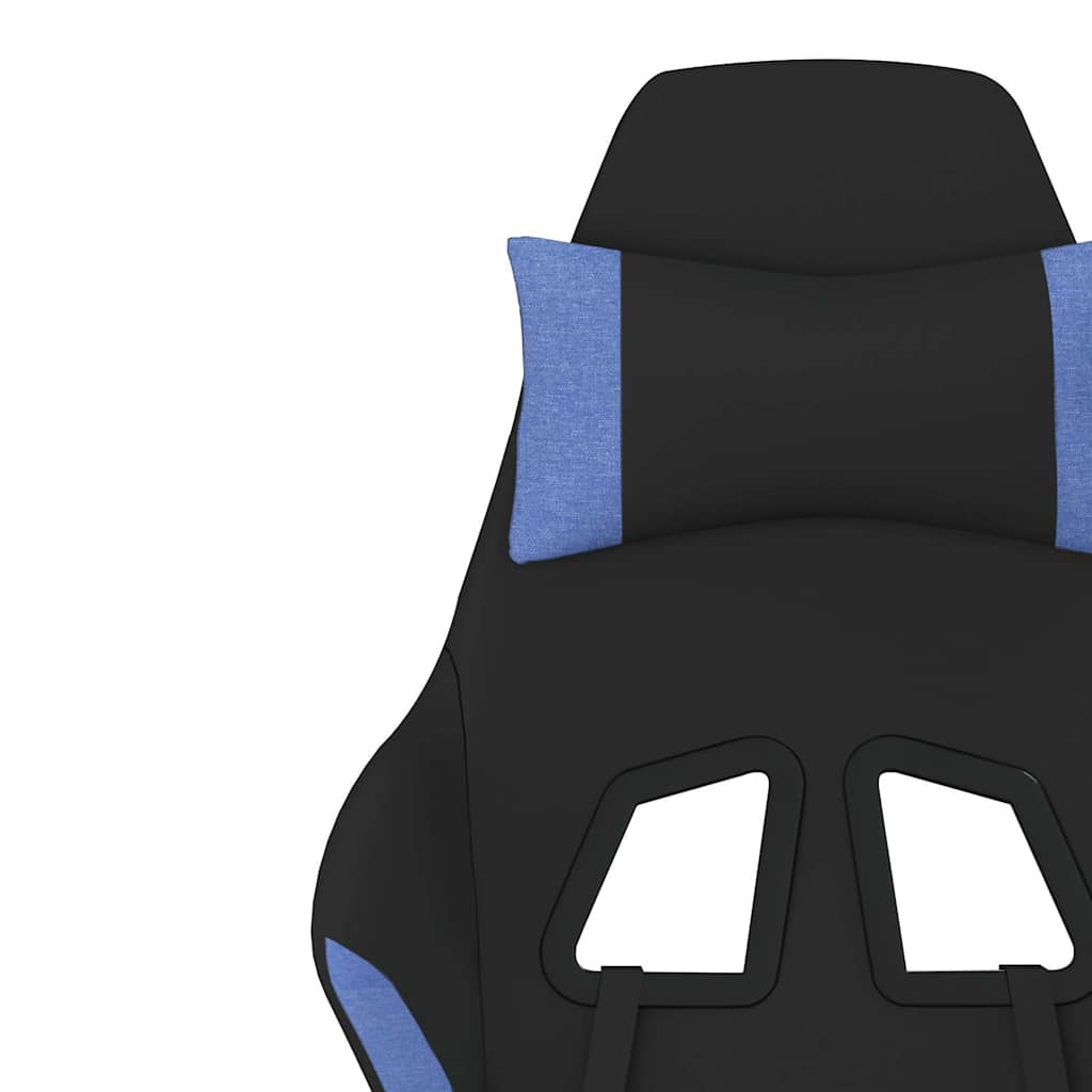 Gaming-Stuhl mit Fußstütze Schwarz und Blau Stoff