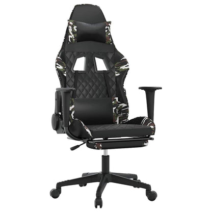 Gaming-Stuhl mit Fußstütze Schwarz und Tarnfarben Kunstleder