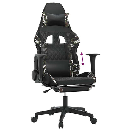 Gaming-Stuhl mit Fußstütze Schwarz und Tarnfarben Kunstleder