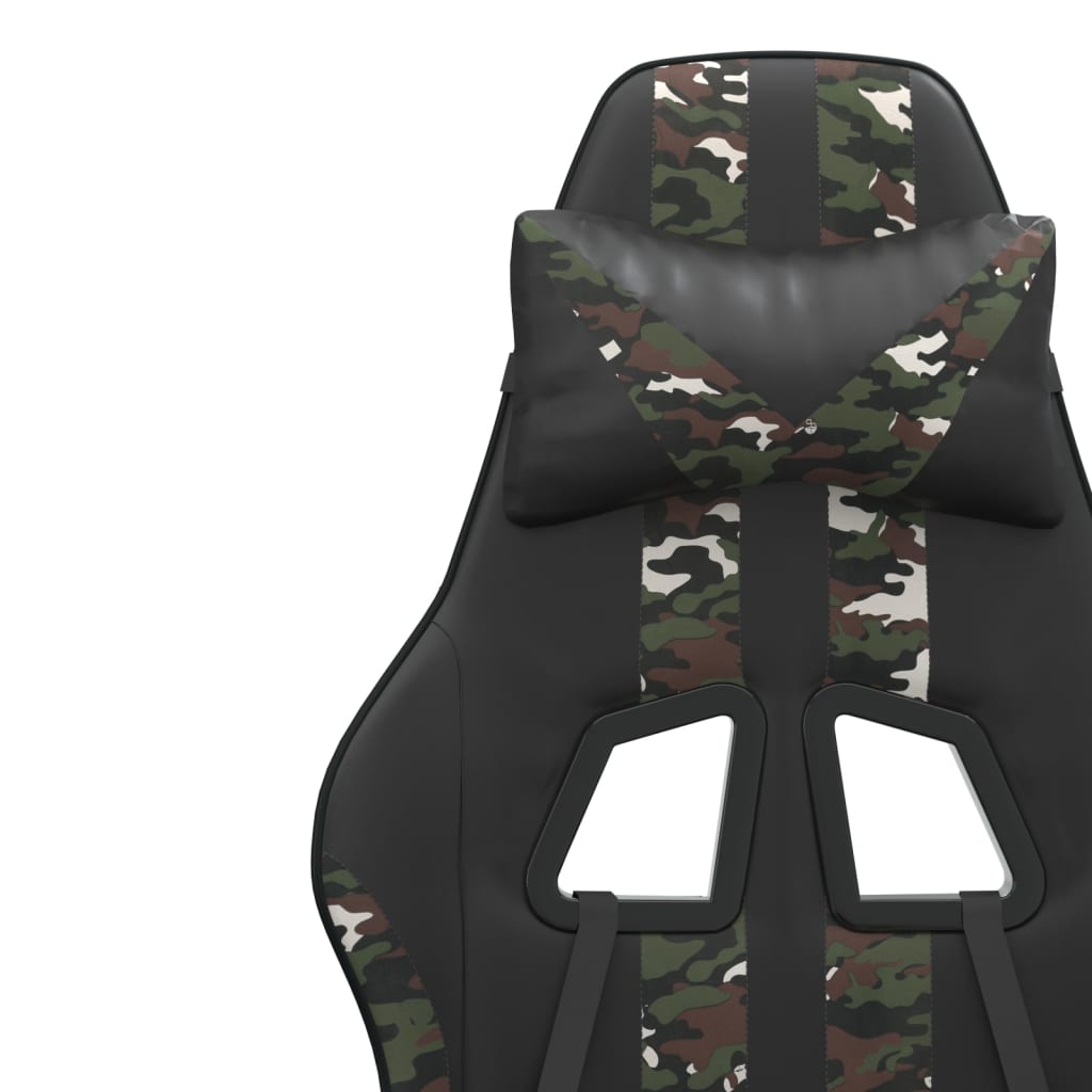 Gaming-Stuhl mit Fußstütze Schwarz und Tarnfarben Kunstleder