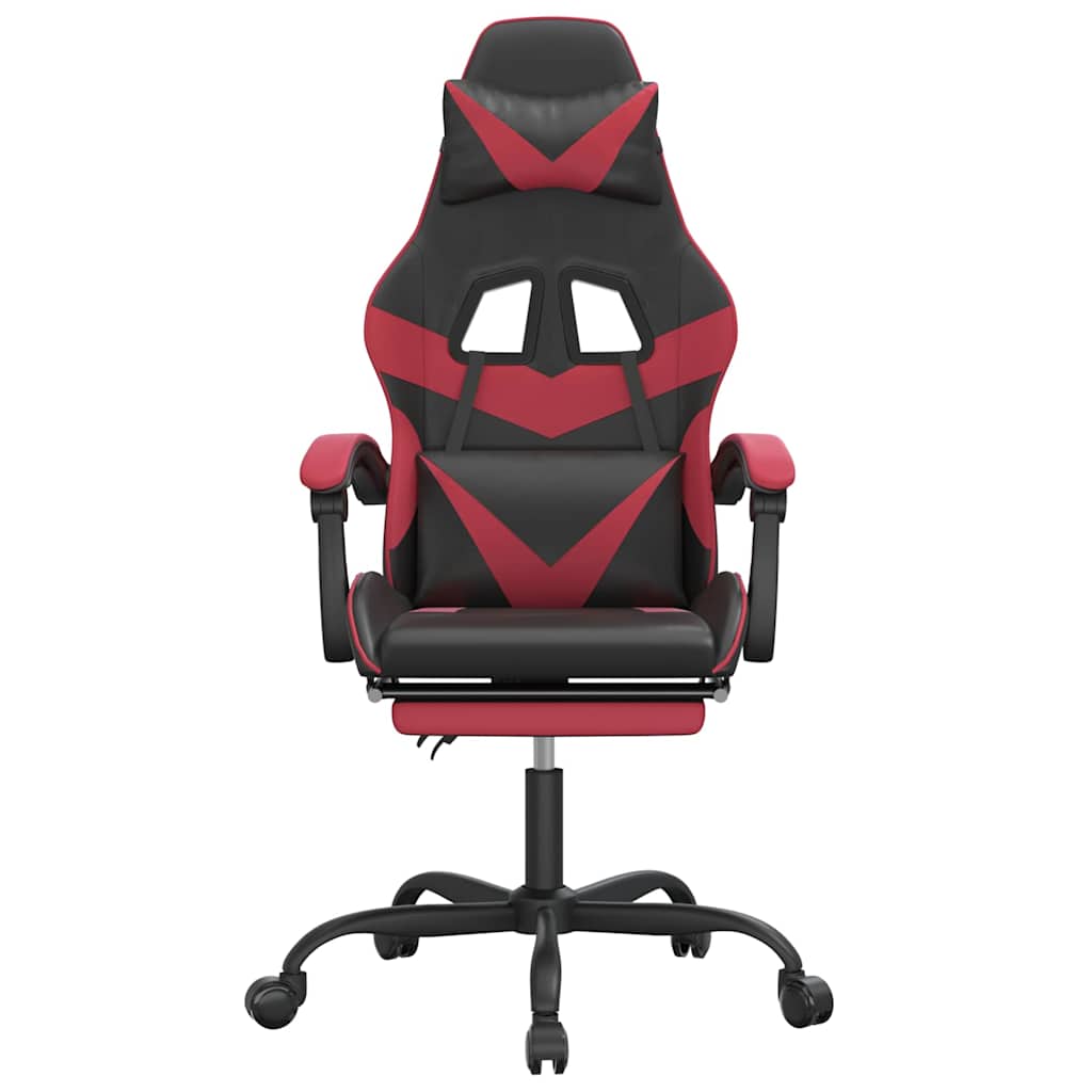 Gaming-Stuhl mit Fußstütze Schwarz und Weinrot Kunstleder