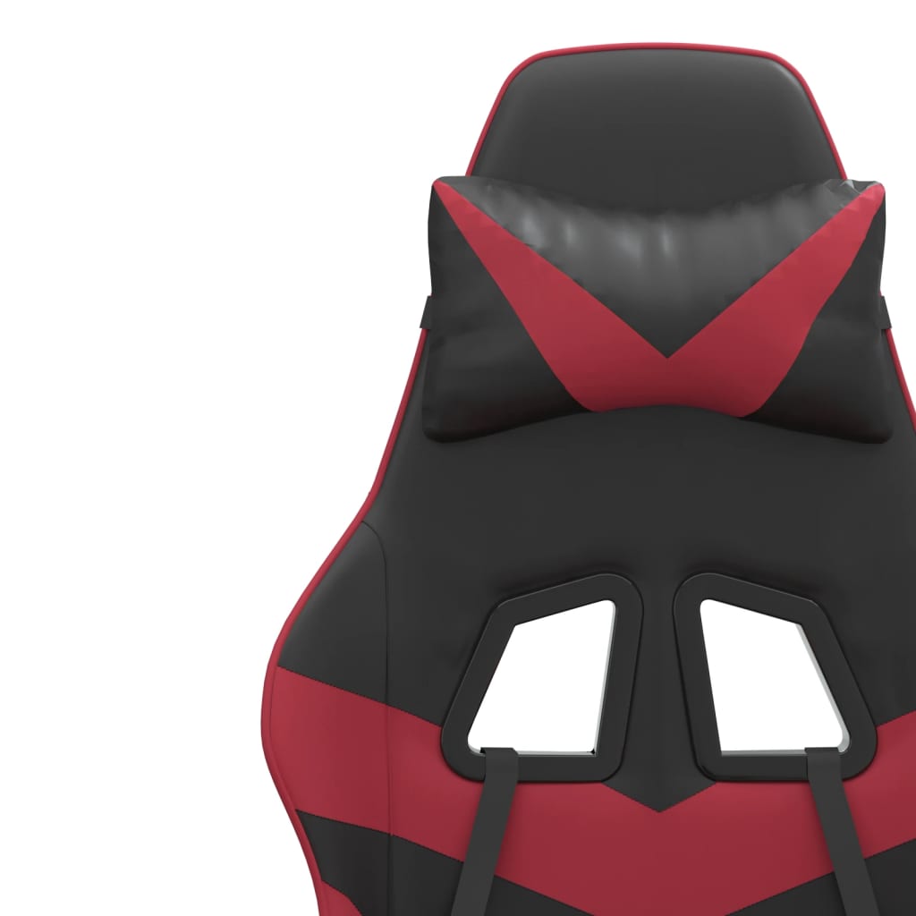 Gaming-Stuhl mit Fußstütze Schwarz und Weinrot Kunstleder