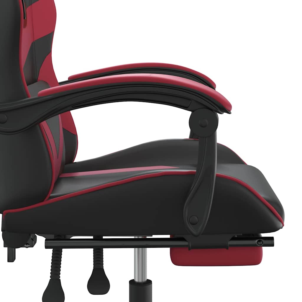 Gaming-Stuhl mit Fußstütze Schwarz und Weinrot Kunstleder