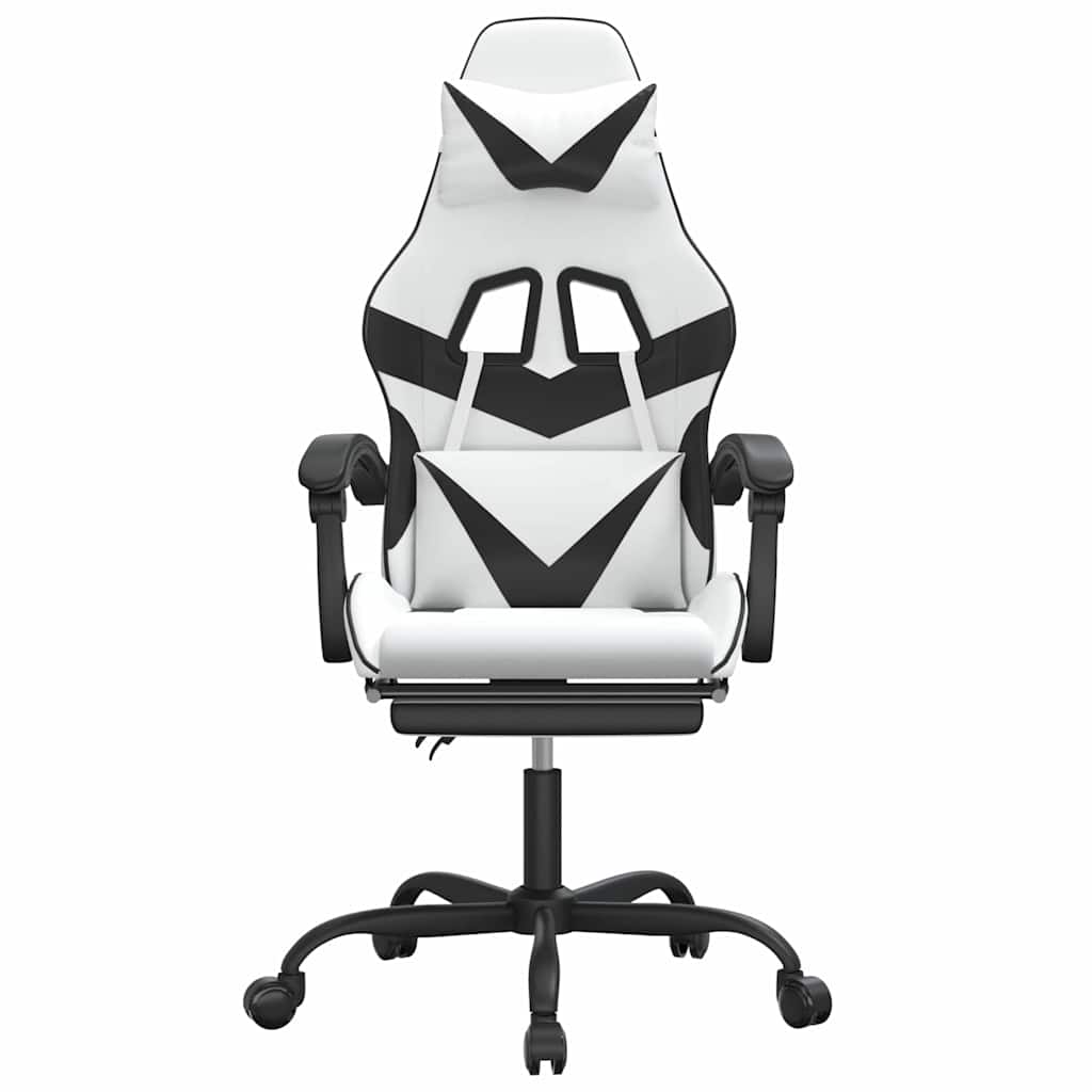 Gaming-Stuhl mit Fußstütze Weiß und Schwarz Kunstleder