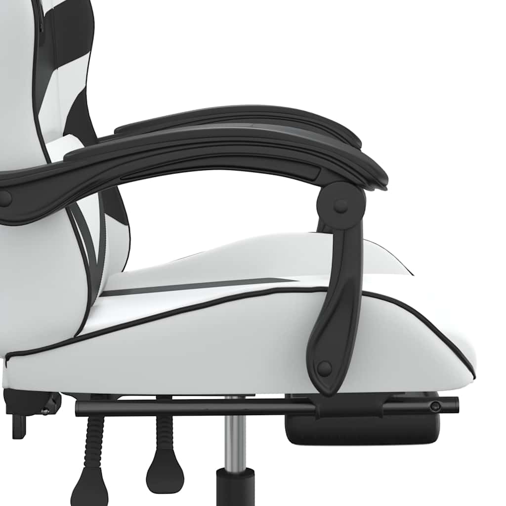 Gaming-Stuhl mit Fußstütze Weiß und Schwarz Kunstleder