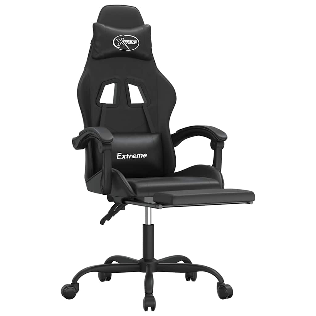 Gaming-Stuhl mit Fußstütze Schwarz Kunstleder