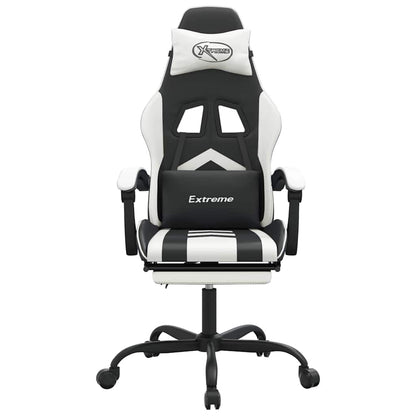 Gaming-Stuhl mit Fußstütze Schwarz und Weiß Kunstleder