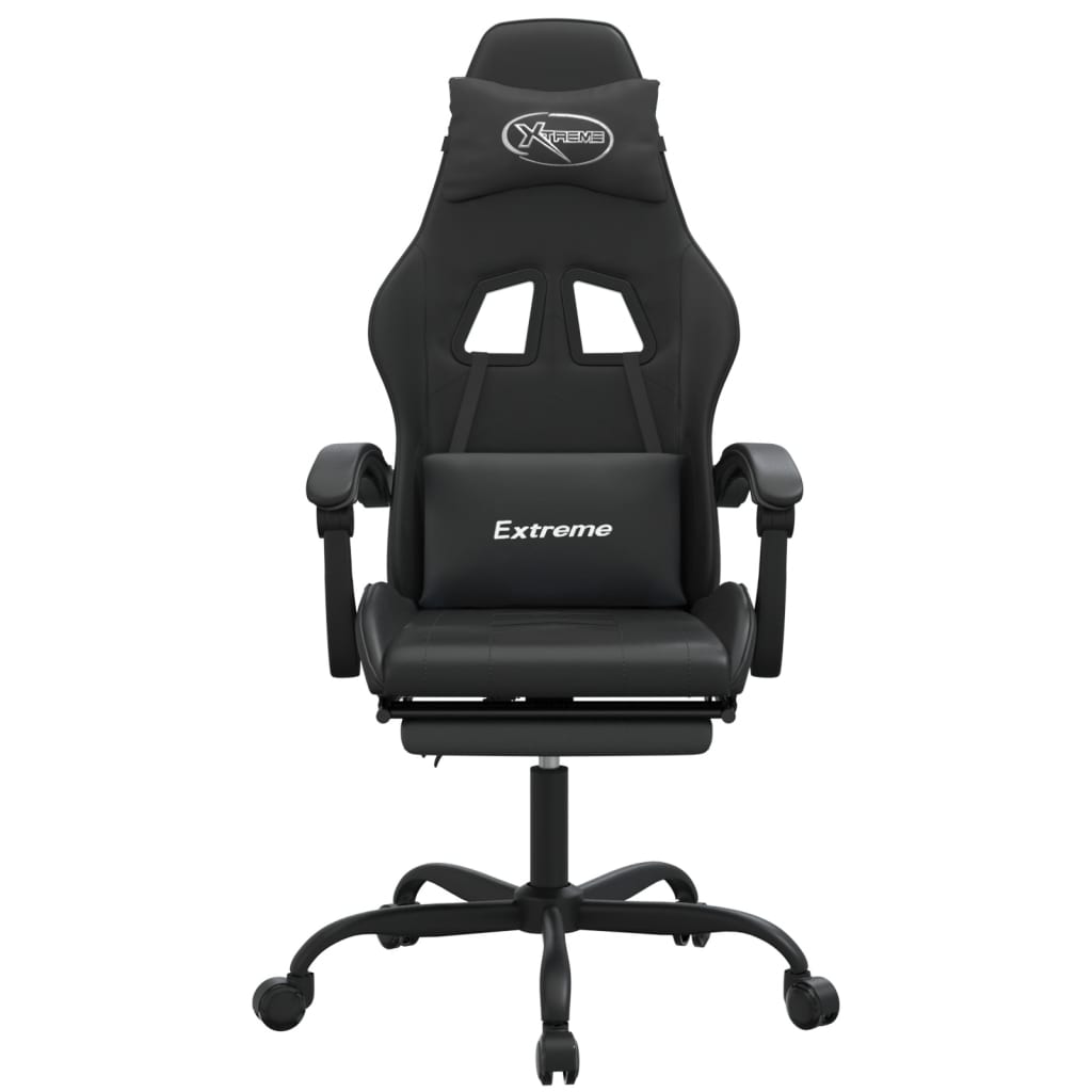 Gaming-Stuhl mit Fußstütze Schwarz Kunstleder