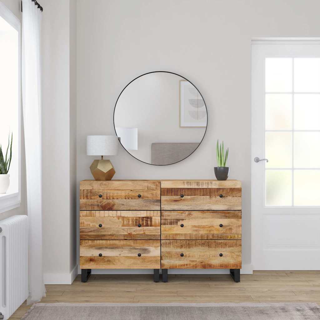 Sideboards 2 Stk. 60x33x75 cm Raues Mangoholz