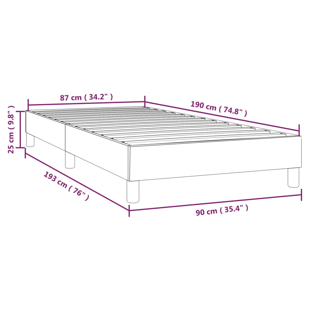 Boxspringbettgestell Hellgrau 90x190 cm Stoff