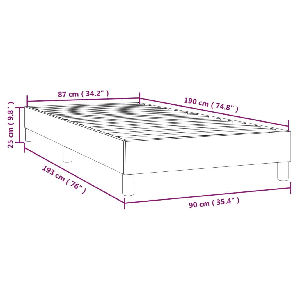 Boxspringbettgestell Dunkelgrau 90x190 cm Stoff