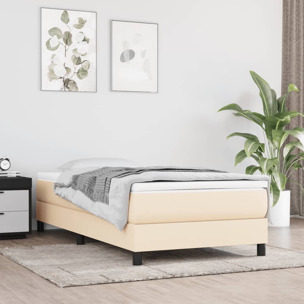 Boxspringbettgestell Creme 90x190 cm Stoff