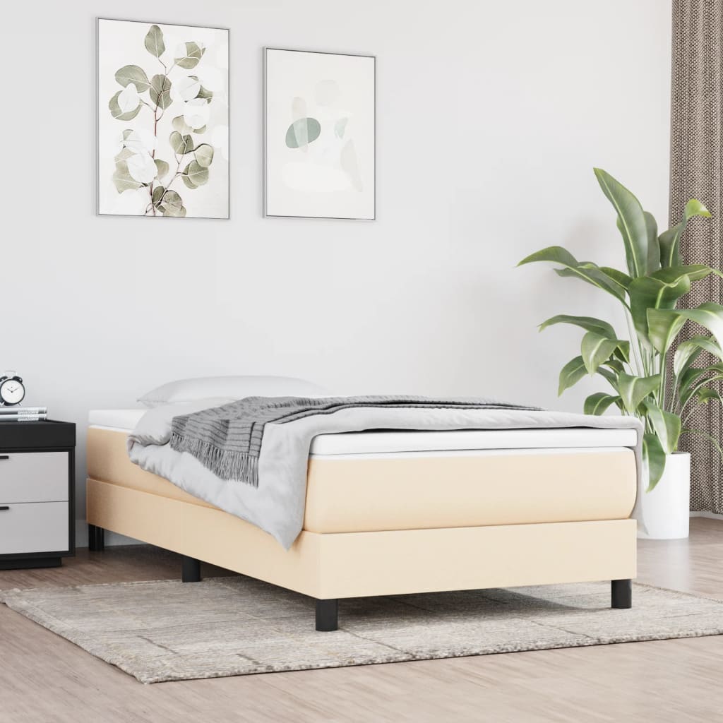 Boxspringbettgestell Creme 90x200 cm Stoff