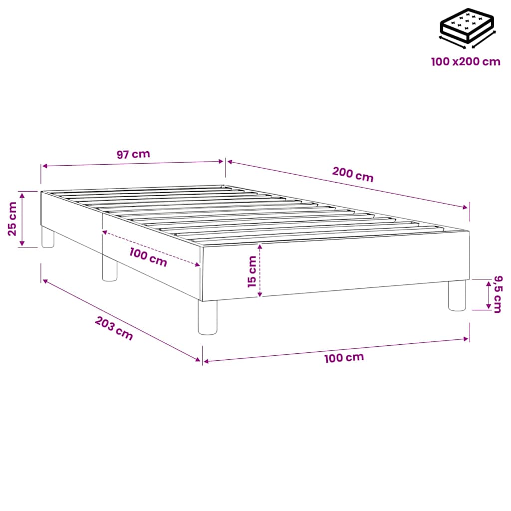 Boxspringbettgestell Creme 100x200 cm Stoff