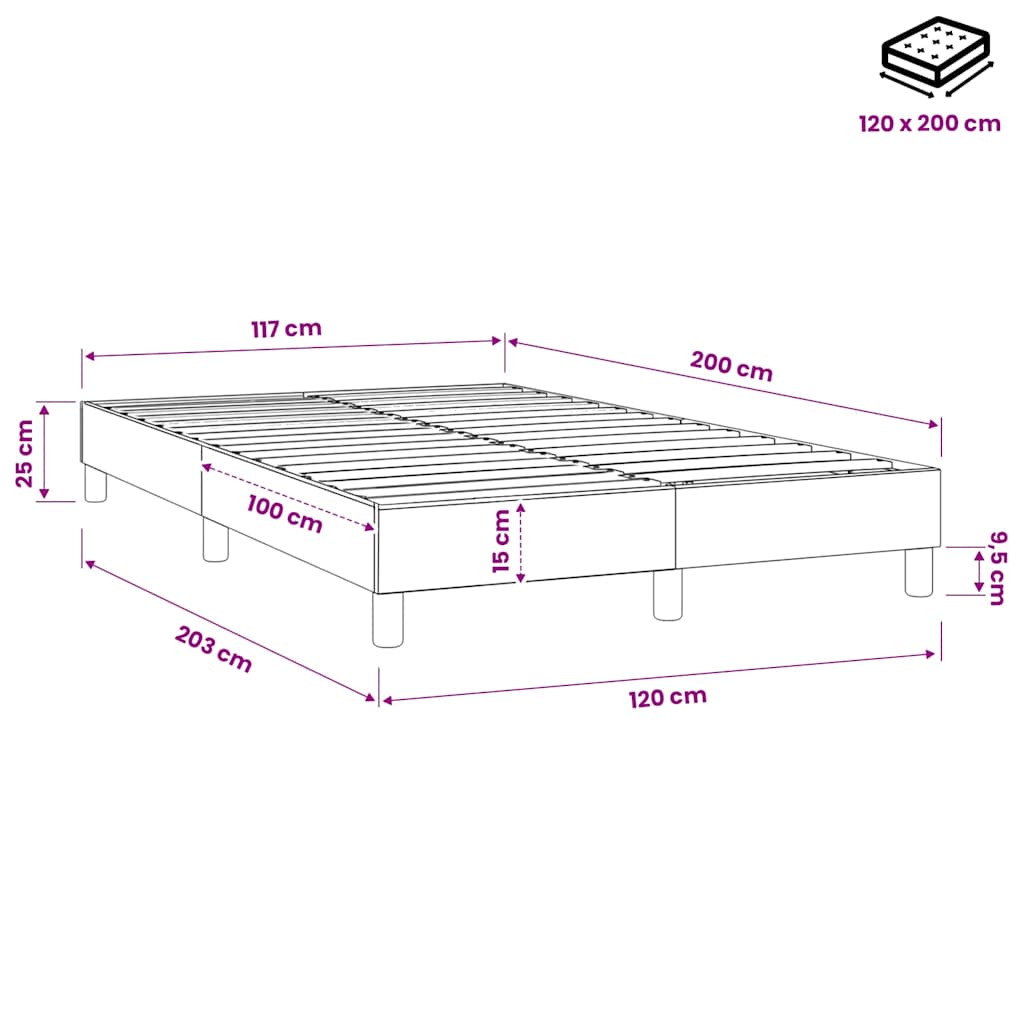 Boxspringbettgestell Creme 120x200 cm Stoff