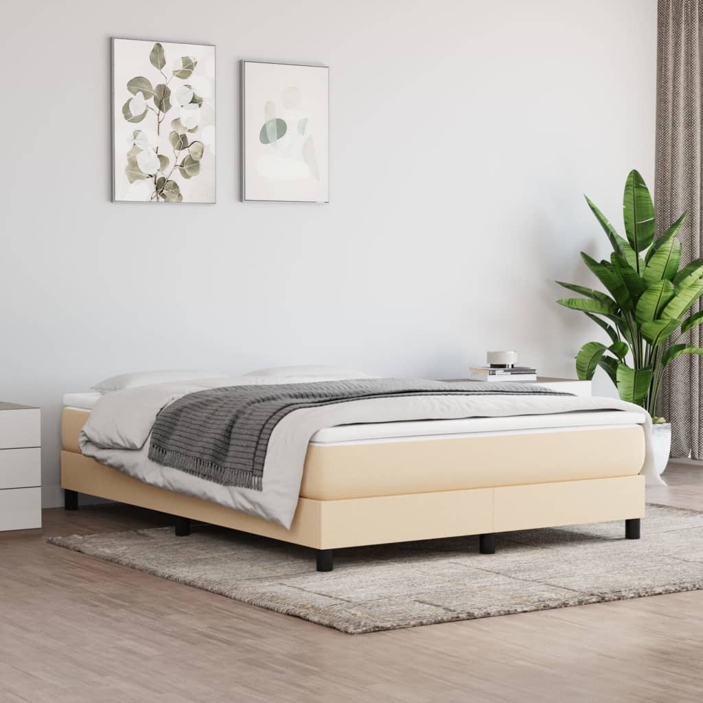 Boxspringbettgestell Creme 140x190 cm Stoff