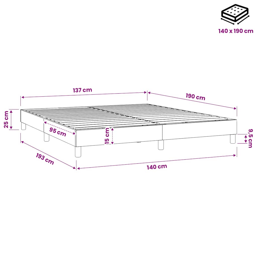 Boxspringbettgestell Blau 140x190 cm Stoff