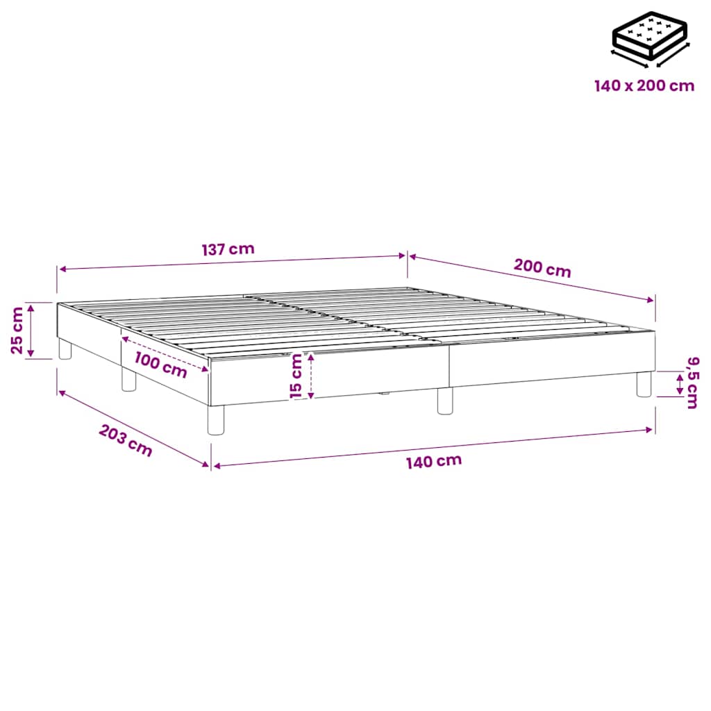 Boxspringbettgestell Hellgrau 140x200 cm Stoff