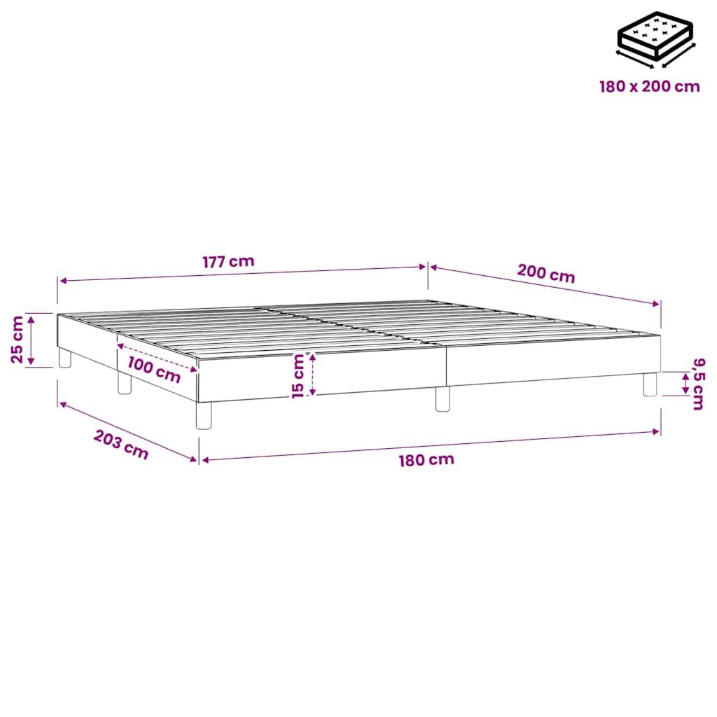 Boxspringbettgestell Hellgrau 180x200 cm Stoff