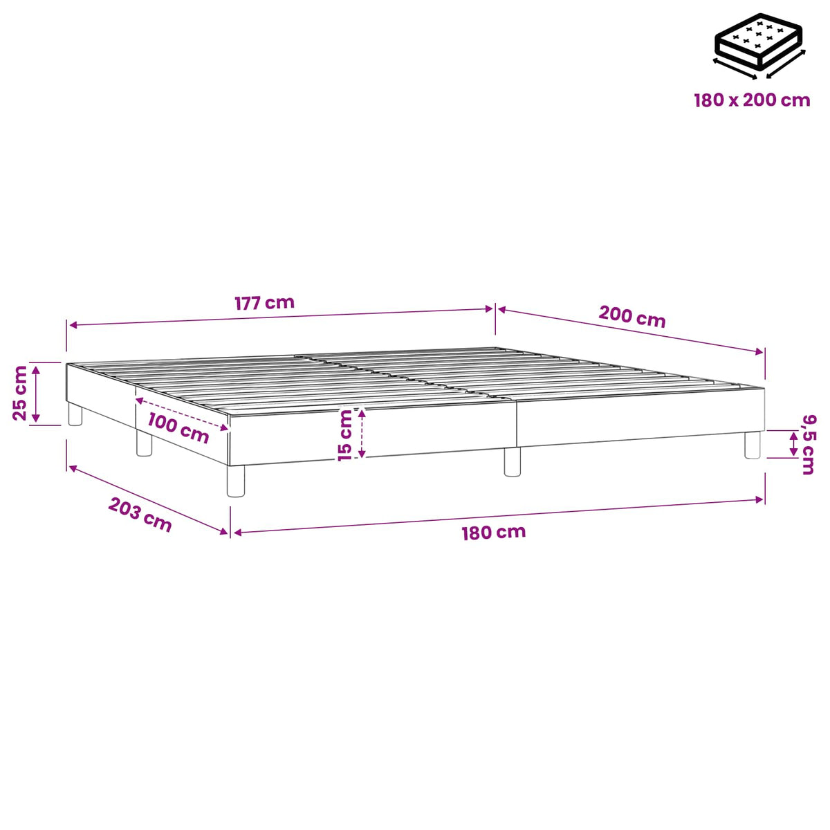 Boxspringbettgestell Taupe 180x200 cm Stoff